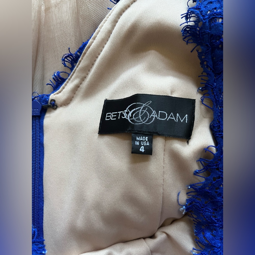 Betsy & Adam Royal Blue Lace Dress with Beige Lining - Picture 3 of 4